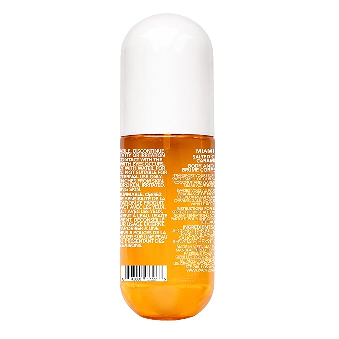 Holler And Glow Miami Wave Salted Caramel Body & Hair Mist, Body Spray For Women, Hair Perfume, Fragrance, Sweet Coconut, Vanilla Scented, Warm & Sweet Fragrance Notes, 8.11 Fl Oz