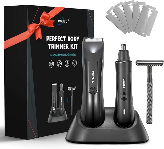 VINATO Electric Trimmer Tool Set - Body Hair Trimmer, Nose Hair Trimmer, Beard Razor, Anniversary Birthday Gifts for Him Gifts for Husband Boyfriend Dad, All-in-one Mens Gifts, Mens Grooming Kit