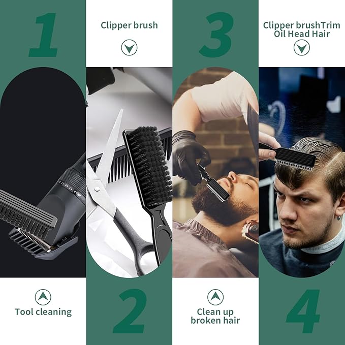 8 Pcs Barber Clipper Brush Blade Trimmer Cleaning Brush Set Duster Manicure Nylon Brush Hair Styling Tool (Black)