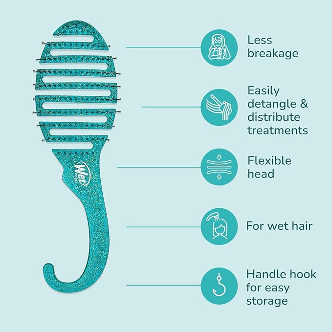 Wet Brush Shower Hair Brush Detangler - Exclusive Ultra-soft IntelliFlex Bristles - Minimizes Pain And Protects Against Split Ends & Breakage - Comb For Women, Men, Wet & Dry Hair - Green Glitter