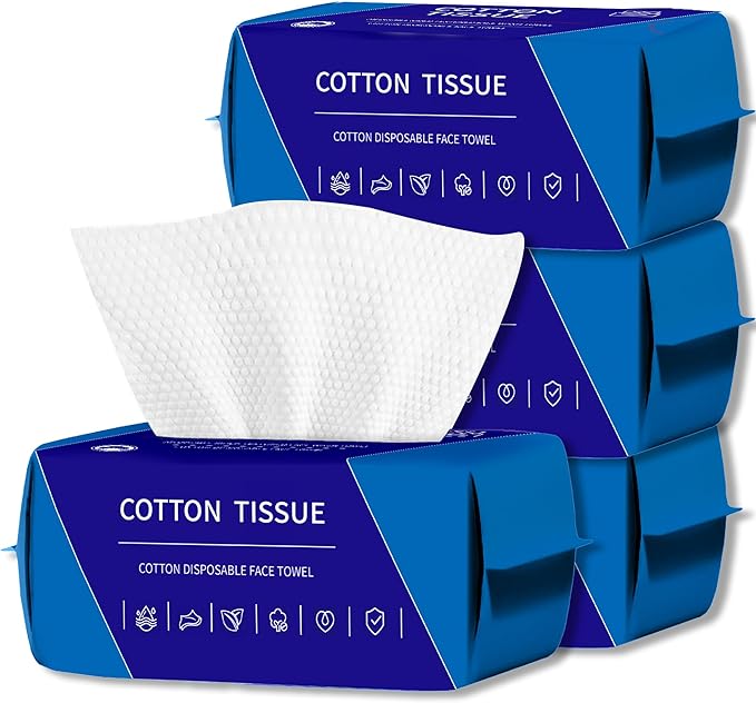 400 Count Disposable Face Towel, Dual-Textured Clean Wipes – Dry/Wet Use, Ultra-Soft Facial Towels, Lint-Free Face Towel Disposable for Women Cleansing, Makeup, Travel