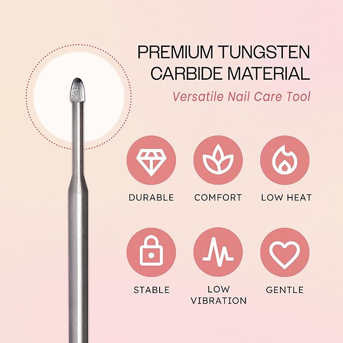 PANA 3/32" Carbide Cuticle Nail Drill Bit for Cuticle Cleaning, Dead Skin Removal, Gel Polish & Acrylic Removal, Under Nail Cleaner, Nail Salon, Manicure Tools (Snake Head - Silver, Fine)