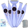 5 in 1 Bikini Trimmer for Women,IPX7 Waterproof Cordless Replaceable Pubic,Eyebrow,Facial Electric Razors&Nose Hair Trimmer&Painless Body Shaver for Arms Legs Underarms,USB Charge,LED Display,Wet&Dry