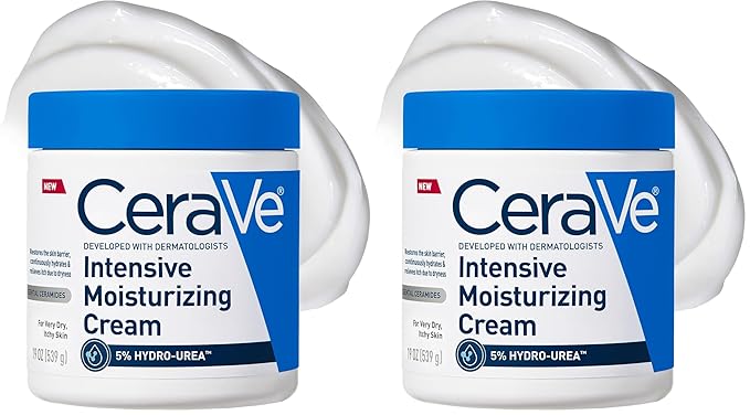 CeraVe Intensive Moisturizing Cream,Body Moisturizer With Shea Butter,72H Hydration + Skin Barrier Repair,Fragrance-Free Body Lotion For Extremely Dry Skin,19oz,(Pack of 2)