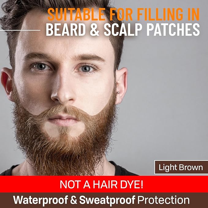 Beard Pen Filler for Men - Barber Styling Grooming Pencil - Waterproof, Sweat Proof, Long Lasting Solution with Natural Finish - Cover Beard and Scalp Patches in Seconds - Light Brown 5 Pack