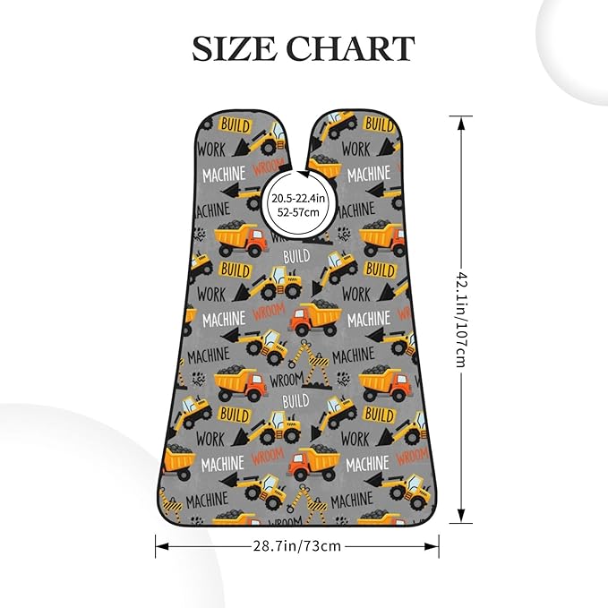Beard Shaving Cape with Suction Cups, Dark Grey Construction Machines Cars Truck Tractor Shave Bib, Non-Stick Waterproof Hair Catcher, Grooming Bib for Men Husband