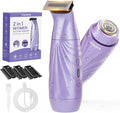 New Designed for Sensitive Skin Painless 2-in-1 Bikini Trimmer for Women,Dual Heads Electric Shaver & Razor for Body Pubic Underarm&Facial Hair,IPX7 Waterproof,Rechargeable Cordless Razor