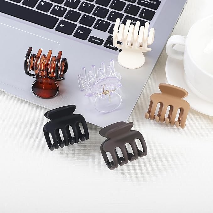 6 Pcs Hair Clips Small Claw Clips for Thin Hair Medium Matte Non-slip Hair Accessories for Women and Girls (Transparent)