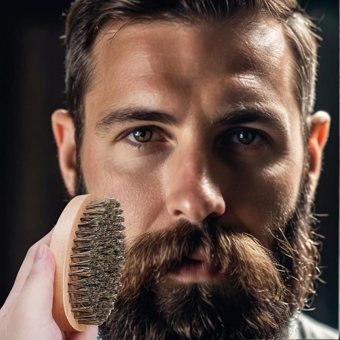 Boar Bristle Hair Beard Brush - Smoothing Travel Hairbrush with Soft Boar Bristles for Men & Women, Thick Coarse Hair, Brown
