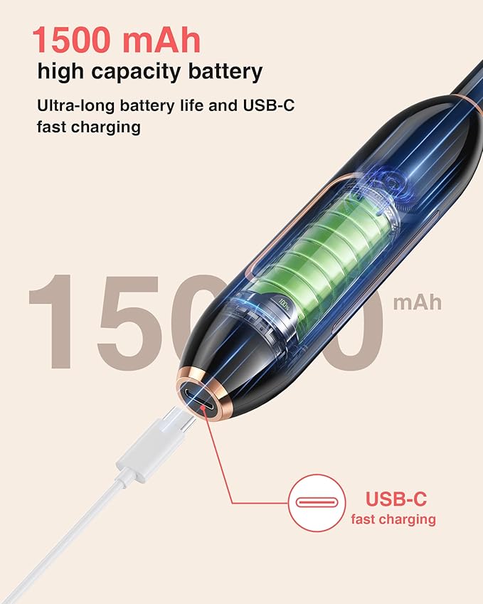 2-in-1 Nail Drill Electric Nail File with Makeup Brush Cleaner Machine (No Bowl), 1500 mAh Battery, Ultra Low Noise, Portable and Rechargeable for Travel & Home