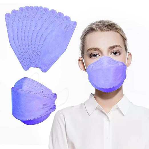 Borje KN95 Face Masks for Adults 50 Pack, 5-Ply Purple Disposable Face Mask Against PM 2.5 Smoke & Dust, Filtration Efficiency 95%