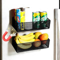 Magnetic Basket Organizer Holder for Fridge，Magnetic Shelf for Washing Machine， Magnetic Mesh Basket, Black Rectangular Steel Shelf Organizer, 10.43 x 4.92 x 3.15 Inches (Black , 2pack)