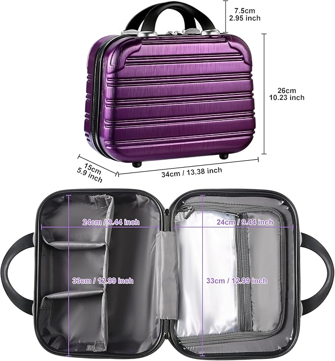 14-Inch Makeup Train Case Hardshell PC+ABS Travel Cosmetic Organizer, Makeup Storage Box for Toiletry Durable Portable Gifts for Women.