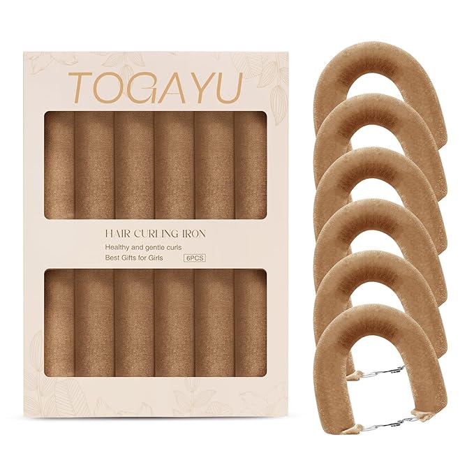 Heatless Curls Overnight Set - Jumbo Overnight Hair Curlers to Sleep In, Soft Velvet Hair Rollers for Women, No Damage Curls Styling Tools 6pcs