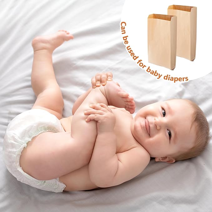 100 PCS Wax Paper Bags, Brown Lawn & Bathroom Tampon Disposal Bags, 7.5 x 10 Inch, Mini, Suitable for Bedroom, Bathroom, Toilet, Living Room