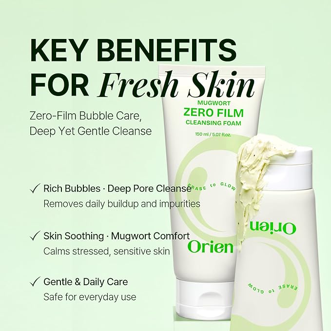 Mugwort Zero Film Cleansing Foam 5.07 fl.oz, 150ml ㅣDaily Makeup Blackhead Removal No pore clogging Korean skincare double cleansing