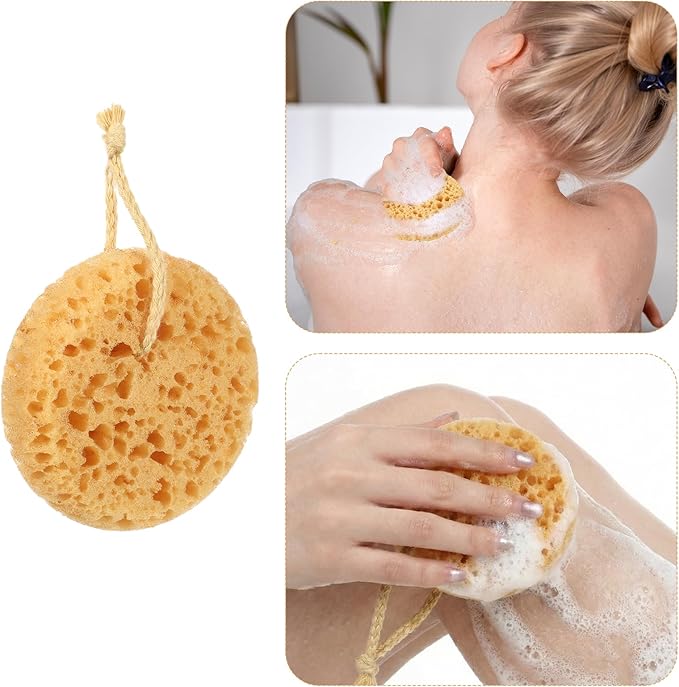 Bath Sponges for Shower, 2 Pcs Round Shower Sponge Soft Loofah Exfoliating Sponge Body Scrubber for Women Men Home Bathroom Face Body Washing Bathing Deep Cleansing