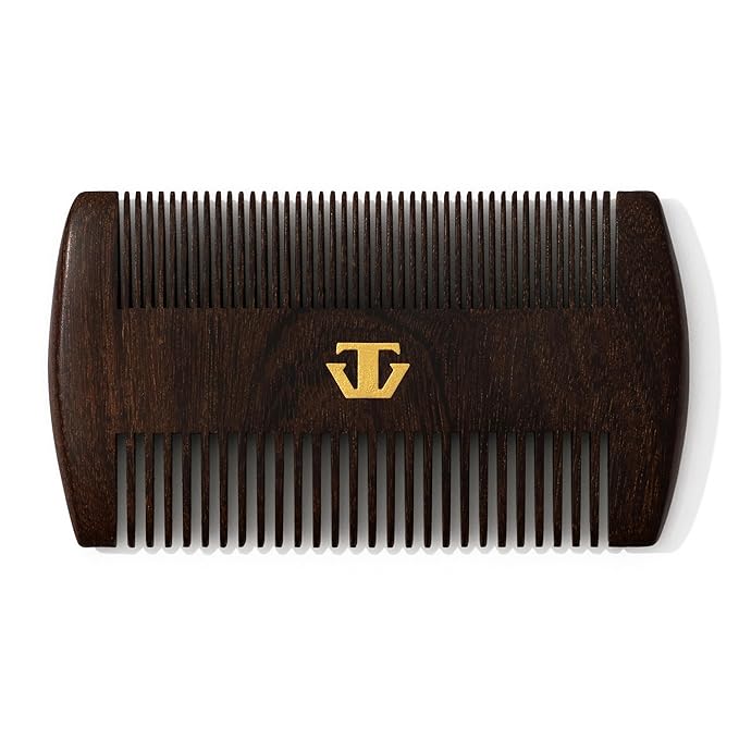 Sandalwood Beard Comb for Men with Mother of Pearl Inlay, Premium Grooming Wood & Wooden Comb for Beard and Mustache