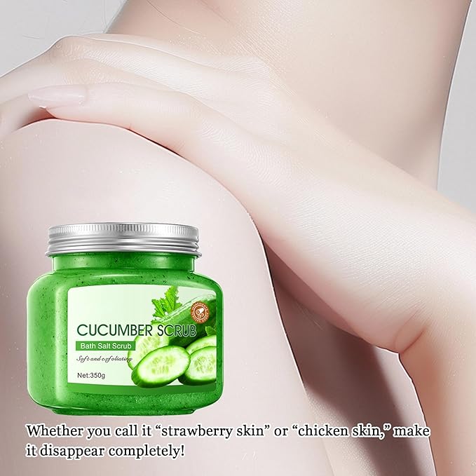 Cucumber Body Exfoliator, Deep Cleaning Exfoliating Body Scrub, Moisturizing Nourishing Salt Rose Body Scrub, 350 g
