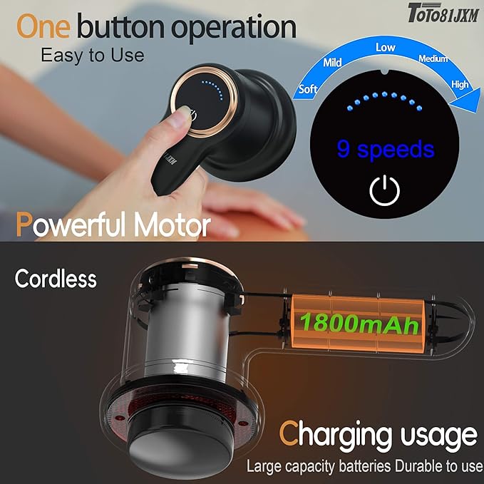 Handheld Cellulite Massager, Body Sculpting Machine, Lymphatic Drainage Device, Lipo Massage Roller for Stomach Belly Butt Arms Legs, Vibrating Massage Home Use Cordless & Mini (Black)