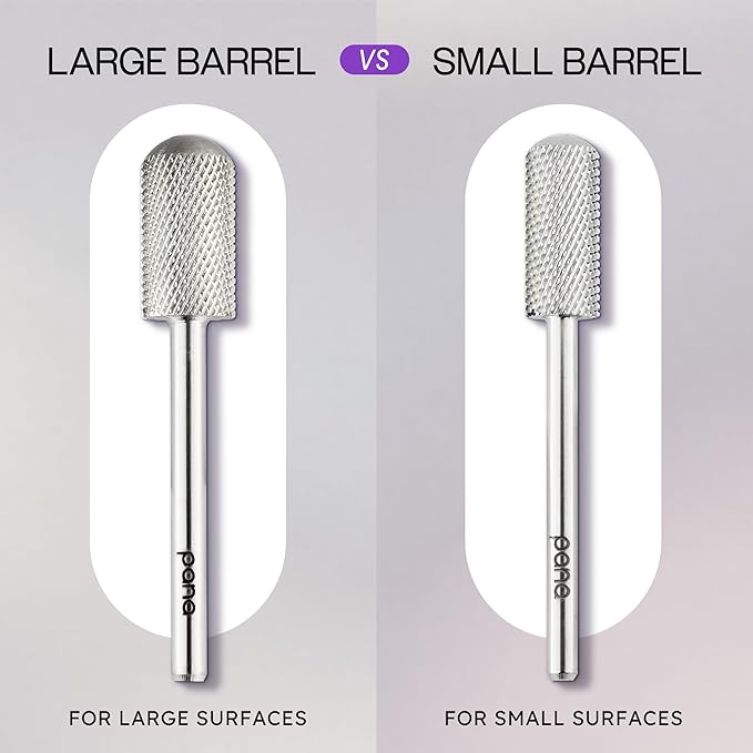 PANA 3/32" Small Smooth Round Top Safety Carbide Nail Drill Bit for Gel Polish & Acrylic Removal Nail Salon Manicure Pedicure Electric File Tools (Small Barrel - Silver, Fine)