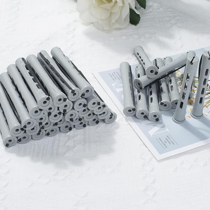 Perm Rods,60 pcs Hair Rollers for Natural Hair Long Short Styling Tool Curlers Small Size 0.59 inch Gray Color