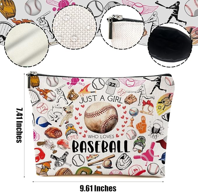 4pcs Baseball Gifts Makeup Bag, Baseballs Coaches Cosmetic Bag Christmas Birthday Gifts for Women Female Coaches Girls Sister BFF, Baseball Stuff Sports Lover Gift Travel Toiletry Bags