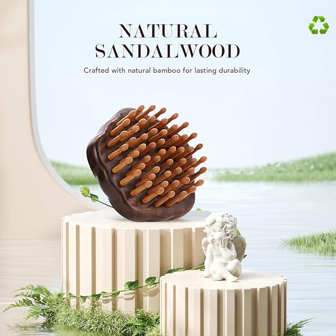 Wooden Scalp Massager for Hair Growth & Head Relaxation, Bamboo Head Massager Brush to Stimulate Circulation, Natural Wooden Gua Sha Tool for Face & Body Massage, Gift Idea
