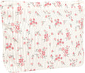 Cute Makeup Pouch for Women Flower Small Make Up Bag for Purse Zipper Initial Cosmetic Bags Pouches for Purse Aesthetic Travel Toiletrybags Gift,Red Floral