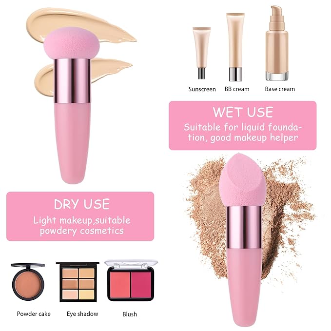 Concealer Sponge Powder Applicator 6 PC Makeup Eye Cream Tool Eyebrow Eyeliner Sponges Brush Beauty Puff Handle Round Head Foundation Foam Tip Applicators Make Up Cosmetic Sponge For Eyeshadow