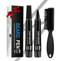 Beard Pencil Filler for Men Black - Beard Pen with Brush, Barber Pencil Smudge-proof & Water-proof Grooming Kit for Men Creating Natural Beard Color, Gifts for Men (Deep Black)