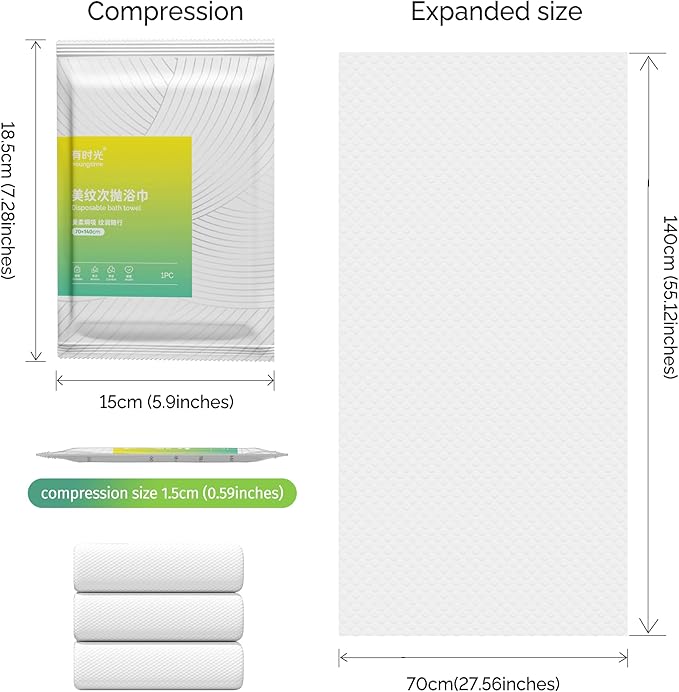YOUNGTIME Disposable Bath Towels 55" x 27.5",Quick Dry Disposable Body Towel,Thickened Portable Towels Set for Travel Camping,Pet Towels,6 Pack