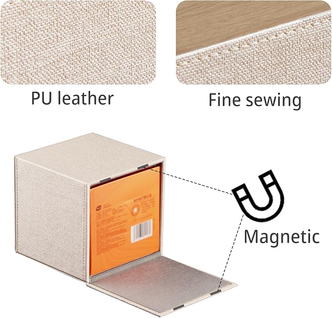 PU Leather Tissue Box Cover Square,Upgrade 99% Compatible Large Size,Cube Tissue Box Holder for Napkin Facial Paper,Dryer Sheet Dispenser Organizer for Bathroom Vanity Countertop Night Stand,Beige