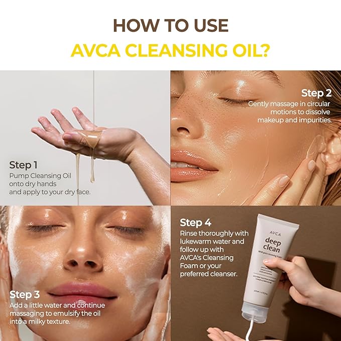 AVCA Blackhead Remover Cleansing Oil 10.14 fl oz (300 ml) – Makeup & Sebum-Dissolving Cleanser, PHA Gentle Exfoliator, Lightweight Pore Care, Korean Skincare for Normal & Oily Skin