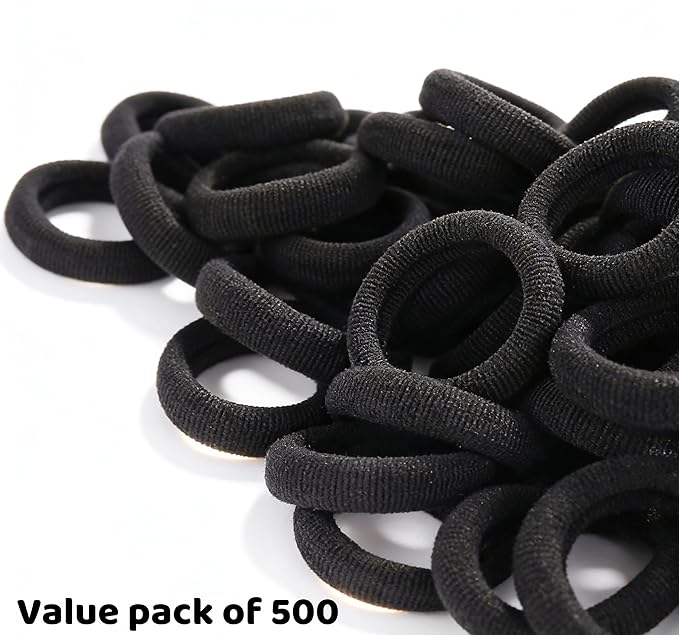 500 Psc Baby Hair Ties,Soft Cotton Toddler Hair Ties,Small Seamless Hair Bands for Girls and Kids,Black Hair Elastics Ponytail Holders