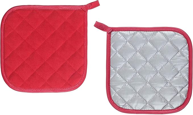 Pot Holders Cotton Made Machine Washable Heat Resistant Potholder, Pot Holder, Hot Pads, Trivet for Cooking and Baking (5, Red)