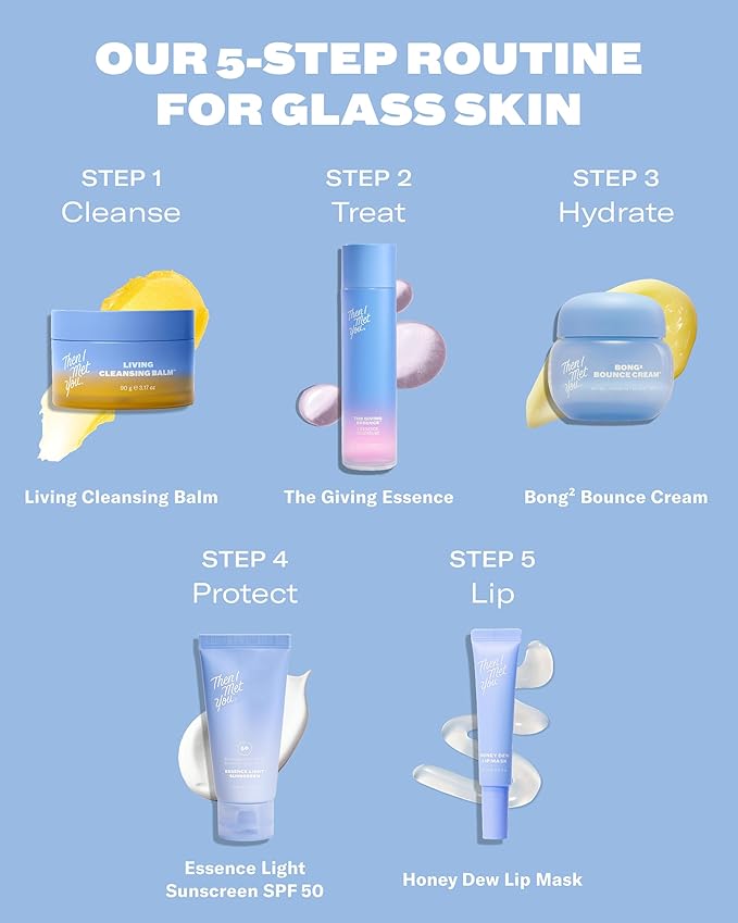 Then I Met You Purify & Plump Duo, Travel Size Korean Skincare Set with Living Cleansing Balm & Bong² Bounce Cream, Makeup Remover + Hydrating Gel-Cream for Smooth Radiant Skin & Barrier Repair