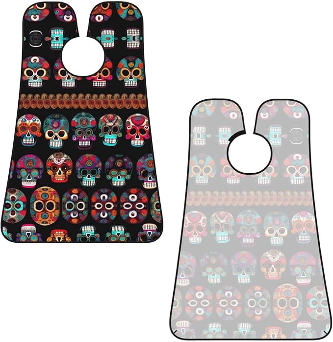 Mexican Skull Print Print Beard Bib Apron For Men, Beard Hair Catcher For Men Shaving Trimming,Beard Cape Cloth