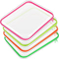Hoolerry 4 Pcs Hard Clear Zipper Case Makeup Bags Plastic Zipper Pouch Transparent Storage Box Containers for Cosmetics, Snacks, Building Blocks, Puzzles(Clear,13.8 x 11.8 x 2 in,Fluorescent)
