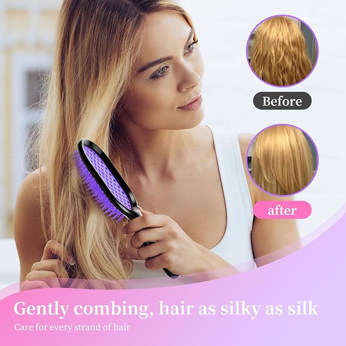 Detangling Brush,2 Pack Detangler Brush, Gentle & Effective Detangling on Wet or Dry Fragile Hair Types,Ultra-light, Detangling Brsuh ventilated and antistatic hairbrush (Black+blue)