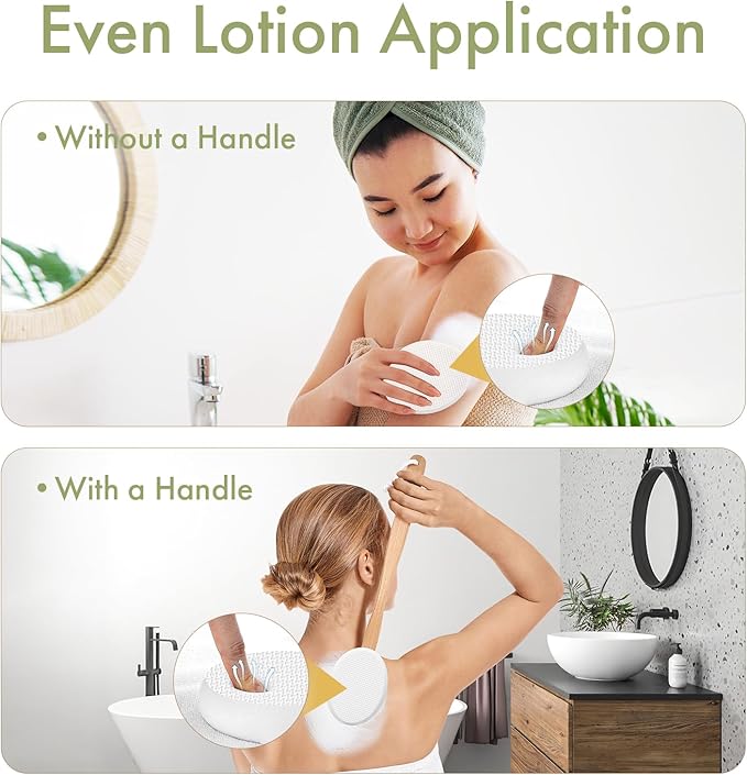 AmazerBath 6 PCS Lotion Applicator Replacement Pads, Back Sunscreen Applicator for Kids, Elderly, Women, Apply Cream Medicine Skin Cream Moisturizer Sunscreen Tanner, Handle Not Included，White