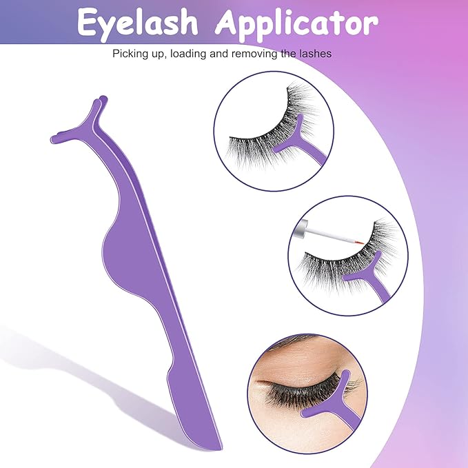 175 Pieces Lash Packaging Wholesale, Include 30 Empty Eyelashes Packaging Box, 30 False Lash Trays, 15 Eyelash Tweezers and 100 Eyelash Brush Mascara Wands Disposable (Purple)