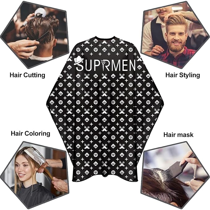 Barber Capes for Men Professional Haircut Capes with Snaps Salon Capes for Stylist -63"*56"(Black)
