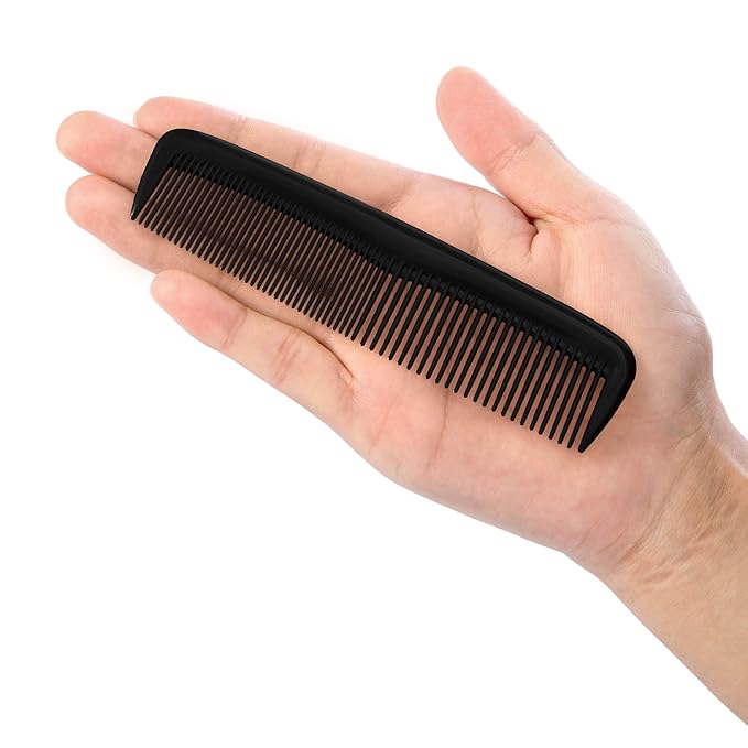 Leinuosen 12 Pieces Hair Combs Set Pocket Plastic Fine Tooth Dressing Comb for Women and Men, Peines Para Cabello(Black)