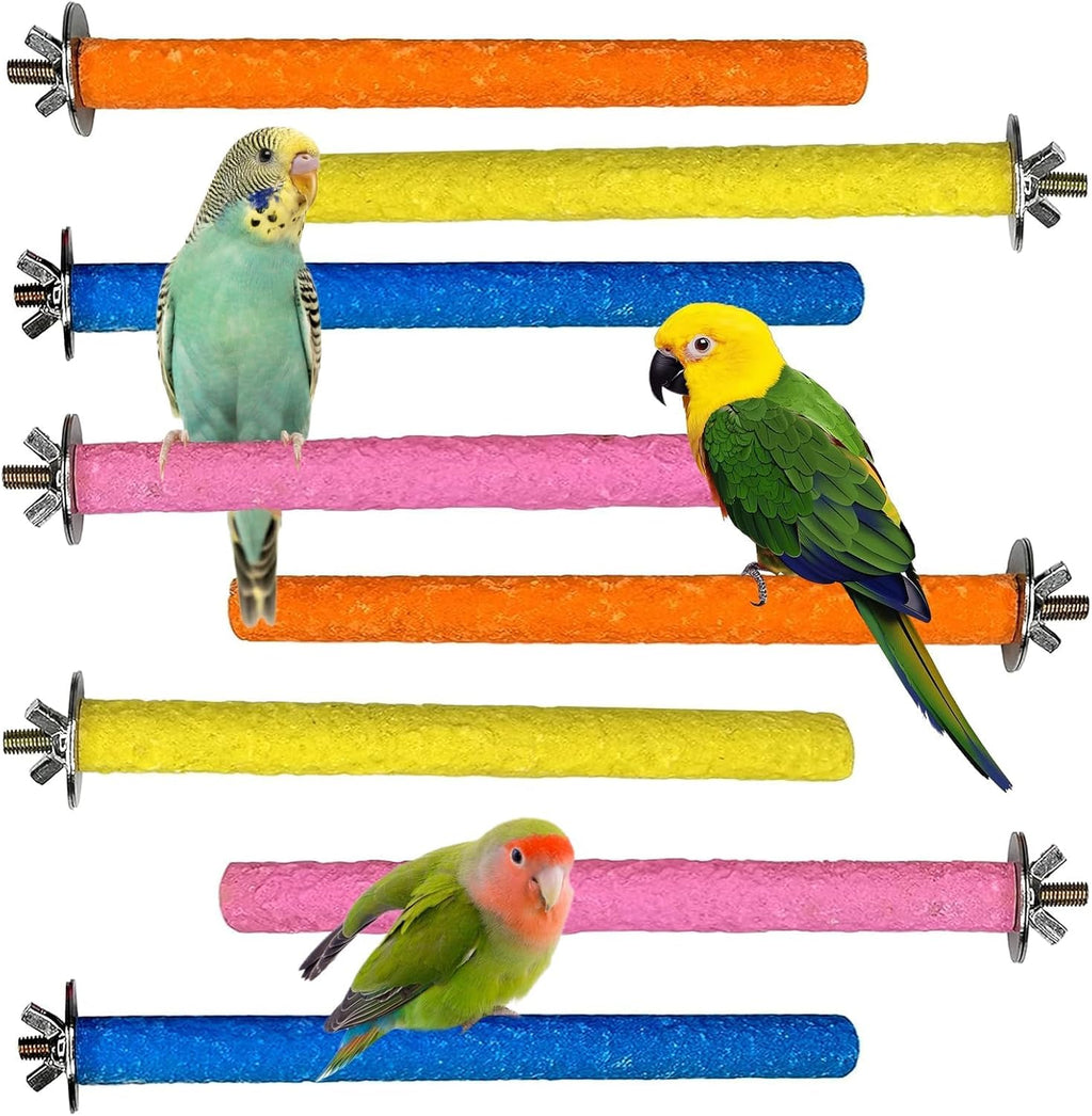 Hamiledy Bird Grinding Perch for Parrots Sand Bird Perches Claw Trim Cage Perches for Parakeets Cockatiels Lovebirds Canaries Green Cheeked Conures and Similarly Sized Birds(8 Pcs 0.78 in Diameter)