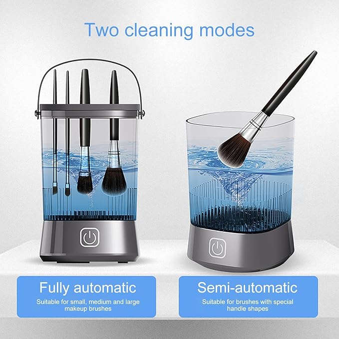 Makeup Brush Cleaner Machine - Automatic Cosmetic Brush Cleaning Tool for Sponges and Makeup Eggs, Efficient Easy Use Cleaner for Daily Makeups Hygiene, Portable Home Vanity Accessory