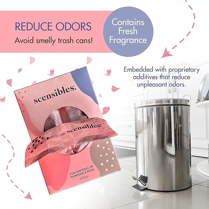 Personal Care Disposal Bags (50 Count) - For Tampons, Pads, Liners, Condoms & More - Discreet, Hygienic & Odor-Reducing Disposal Solution