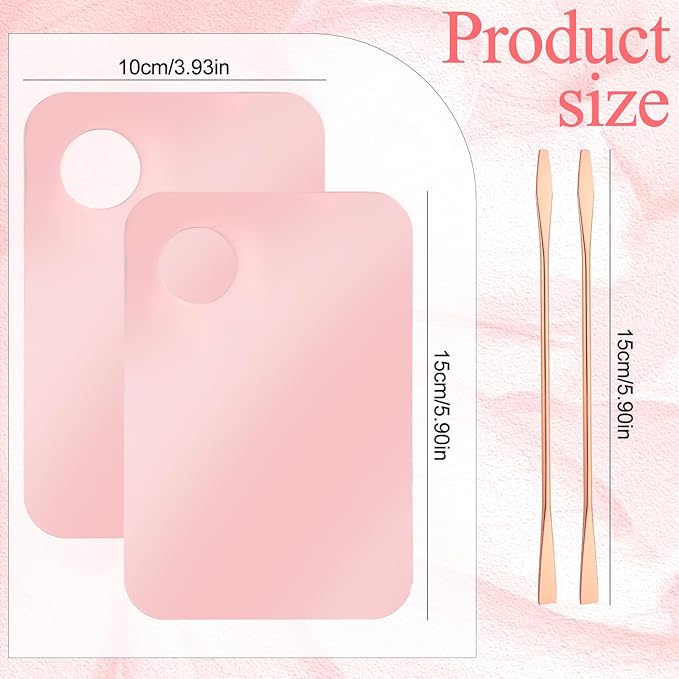 2 Pcs Foundation Palette, Makeup Mixing Palette, Makeup Mixing Tray Makeup Palette with 2 Makeup Spatula, Acrylic Cosmetic Palette for Eye Shadow Lipsticks Nail Art Beauty Salon (Pink)