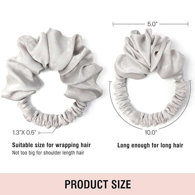 Heatless Curling Scrunchie, Heatless Hair Curler to Sleep In, No Heat Curls for Long Hair, Soft Sleep Hair Roller (Light Grey)
