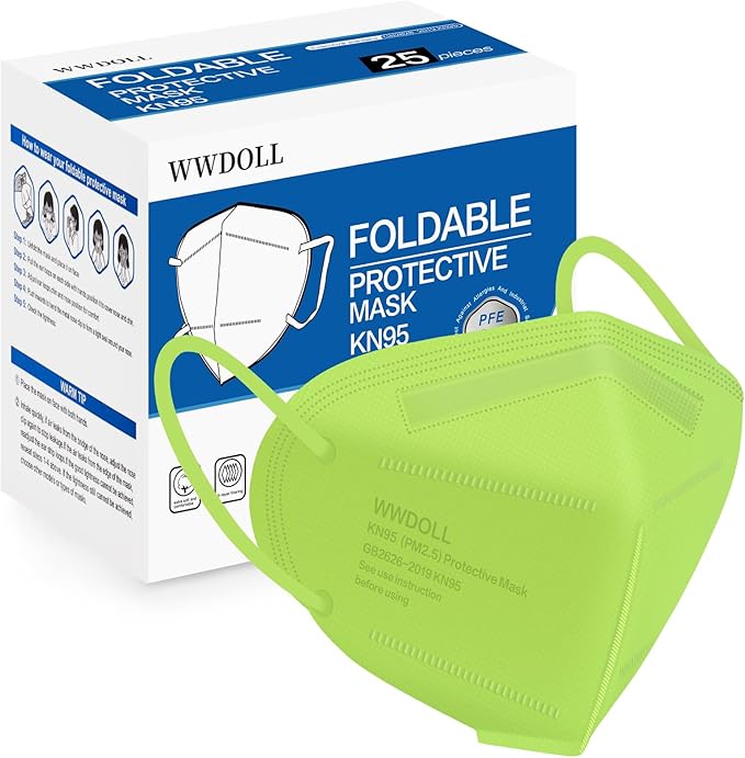 WWDOLL KN95 Face Mask 25 Pack, 5-Layers Breathable KN95 Masks